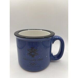 2002 Salt Lake City Winter Olympics Blue Speckled Coffee Mug Collectible